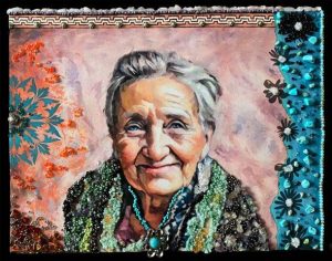 embellished woman with black border